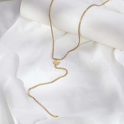 European Style Stainless Steel Butterfly Ppendant Y Necklaces for Women FH1206-2-1
