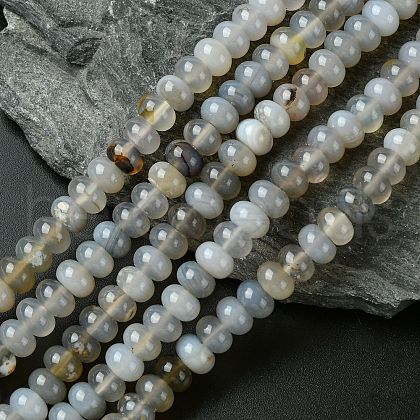 Natural Grey Agate Stone Beads Strands G-S105-8mm-03-1