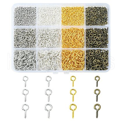1200Pcs 12 Style Iron Screw Eye Pin Peg Bails IFIN-YW0001-79-1