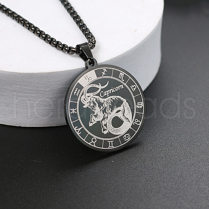 201 Stainless Steel Pendant Necklaces with Alloy Box Chain WGA45A6-22-1