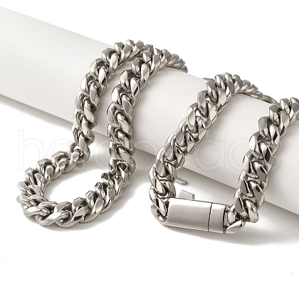 Non-Tarnish 304 Stainless Steel Curb Necklaces NJEW-Q337-04E-P-1
