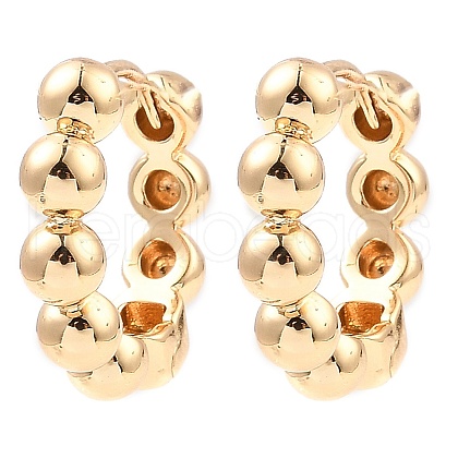 Brass Beaded Hoop Earrings EJEW-I289-06B-KCG-1
