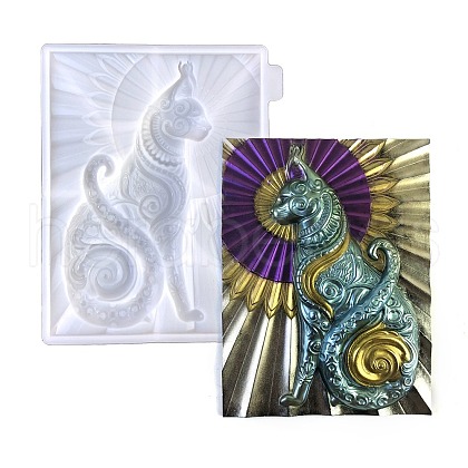 Rectangle with Cat & Sun DIY Wall Decoration Silicone Molds SIL-F007-10-1