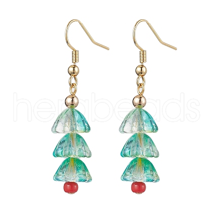 Christmas Tree Glass Dangle Earrings EJEW-TA00496-1