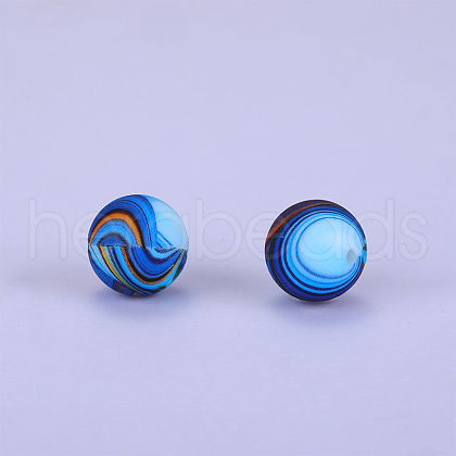 Printed Round Silicone Focal Beads SI-JX0056A-186-1