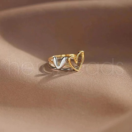 2Pcs Heart Alloy Finger Rings for Women FS-WG57BD0-01-1