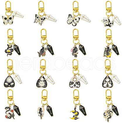Gothic Alloy Enamel Coffin Pendant Decoration HJEW-CJ00034-1