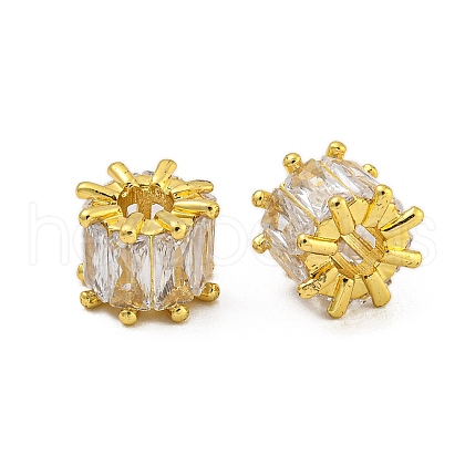Rack Plating Brass Micro Pave Cubic Zirconia Beads KK-C074-12G-1