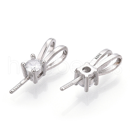 Rhodium Plated 925 Sterling Silver Micro Pave Cubic Zirconia Peg Bails STER-T004-27P-1