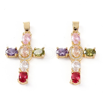 Brass Micro Pave Cubic Zirconia Pendants ZIRC-M116-04G-1