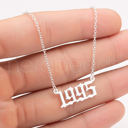 1995 Birth Year Number 201 Stainless Steel Pendant Cable Chain Necklaces FS-WGB5F08-19-1