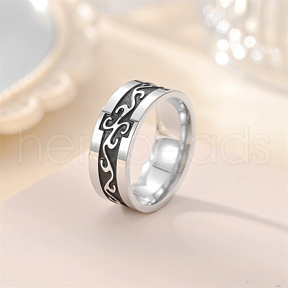Retro 304 Stainless Steel Enamel Finger Rings for Men FS-WG366A7-06-1