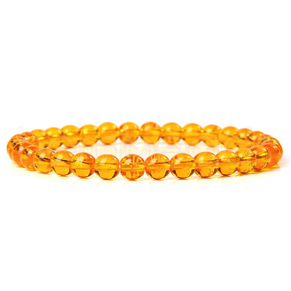 Synthetic Amber Round Beaded Stretch Bracelet SF8562-17-1-1