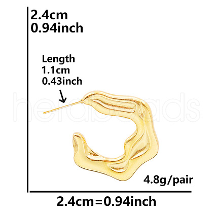 Irregular C Shape Stainless Steel Stud Earrings for Women NX3649-8-1