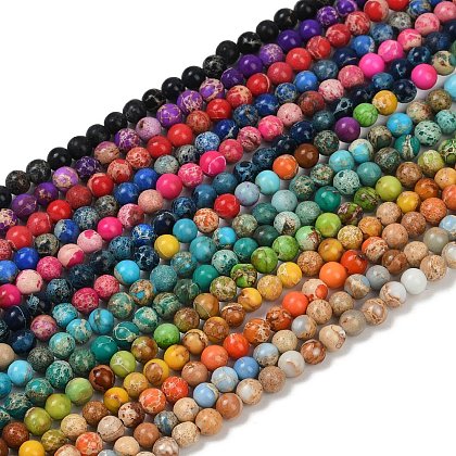 Dyed Natural Regalite/Imperial Jasper/Sea Sediment Jasper Beads Strands G-B124-C04-1