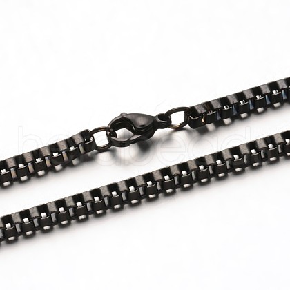 304 Stainless Steel Box Chain Necklaces NJEW-L353-37-1