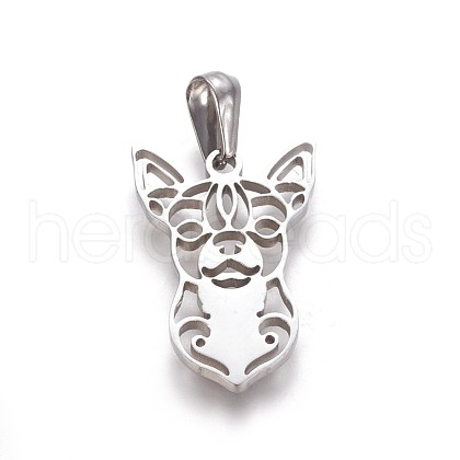 Tarnish Resistant 304 Stainless Steel Puppy Pendants STAS-F219-05P-1
