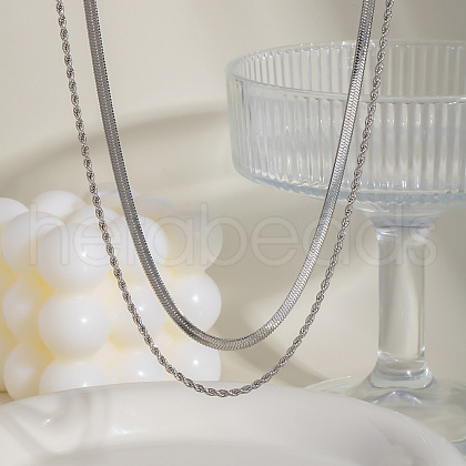 Fashionable Stainless Steel Double Layer Necklaces for Women VZ1613-2-1