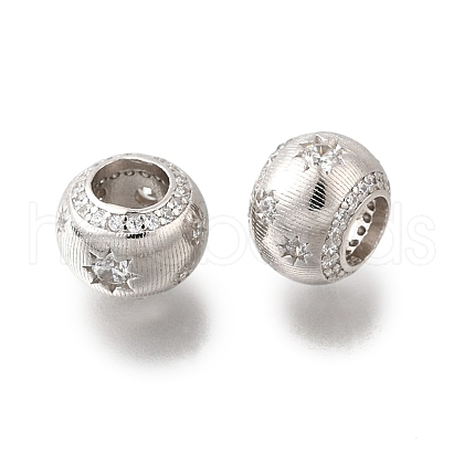 925 Sterling Silver Cubic Zirconia European Beads STER-F061-08P-1