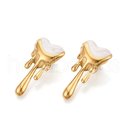Heart 304 Stainless Steel Enamel Stud Earrings EJEW-T047-26G-B-1