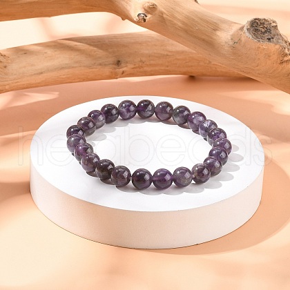 Natural Amethyst Beaded Stretch Bracelets B072-2-1