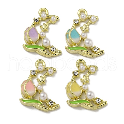 Rack Plating Alloy Enamel Pendants PALLOY-F312-12G-1