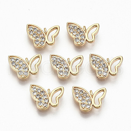 Brass Micro Pave Clear Cubic Zirconia Charms RJEW-T063-37G-NF-1