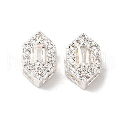 Brass Micro Pave Clear Cubic Zirconia Beads KK-G503-17S-1