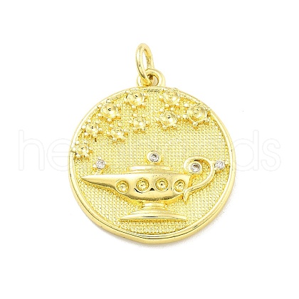 Rack Plating Brass Micro Pave Cubic Zirconia Pendants KK-D359-28G-1