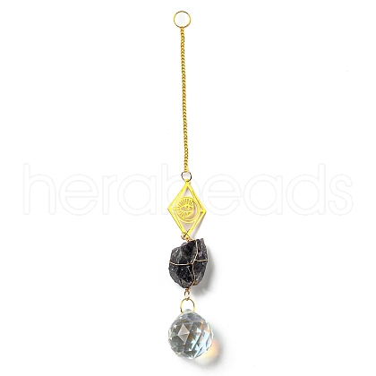 Wire Wrapped Nuggets Natural Amethyst Pendant Decorations HJEW-C008-01C-G-1