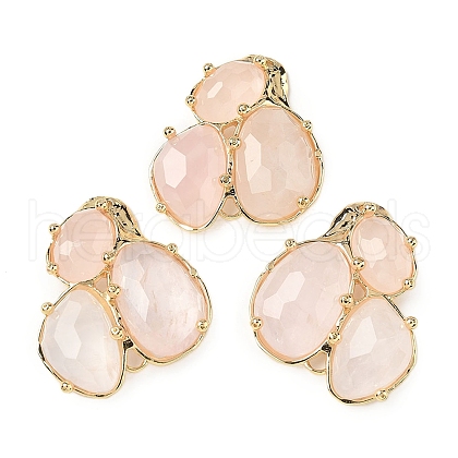 Natural Rose Quartz Links connectors G-E526-28N-1