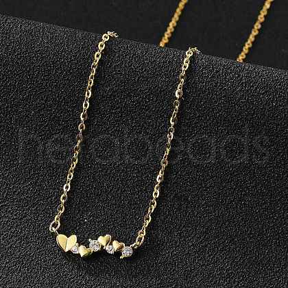 925 Sterling Silver Micro Pave Clear Micro Pave Cubic Zirconia Multi Heart Pendant Necklaces for Women NJEW-D315-01G-1