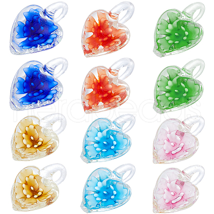 SUNNYCLUE 12Pcs 6 Colors  Glass Pendants GLAA-SC0001-89-1