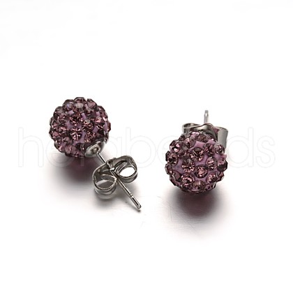 (Jewelry Parties Factory Sale)Polymer Clay Rhinestone Ball Stud Earrings EJEW-F0083-01J-1