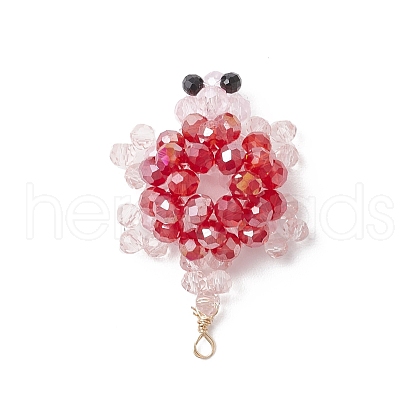 3D Electroplate Glass Seed Beaded Tortoise Pendants PALLOY-MZ00674-03-1