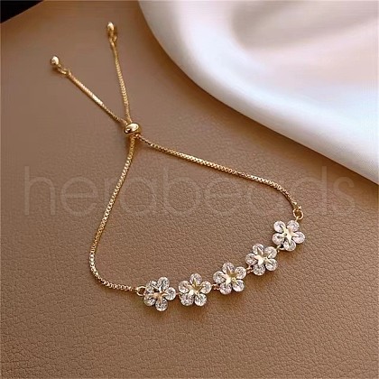 Alloy Micro Pave Clear Cubic Zirconia Slider Bracelets WG9EBEA-03-1