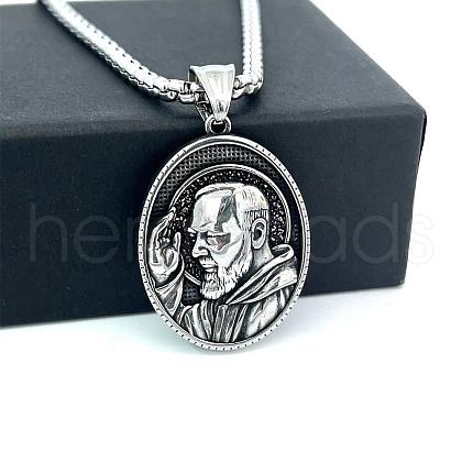 Retro Greek Mythology Stainless Steel Religion Embossed Saint Pendant Necklaces DK4418-12-1