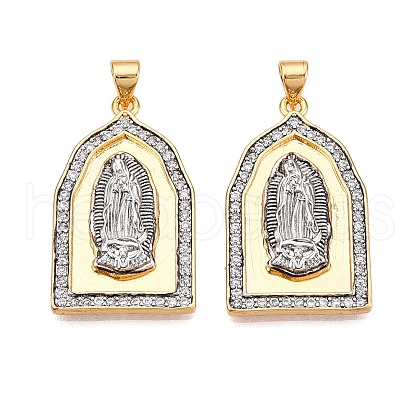 Brass Micro Pave Cubic Zirconia Pendants KK-T070-27G-1