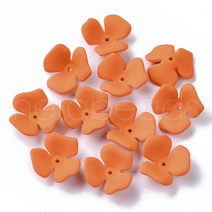3-Petal Spray Painted Acrylic Bead Caps MACR-N007-01B-1