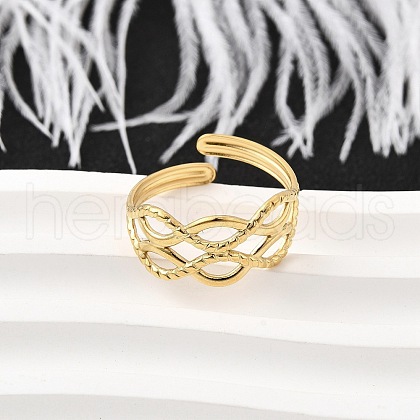 304 Stainless Steel Adjustable Open Cuff Rings for Women RJEW-U062-01E-G-1