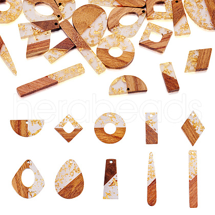 Kissitty Resin & Walnut Wood Big Pendants RESI-KS0001-04-1