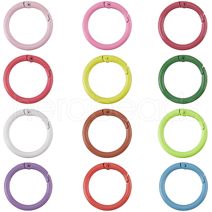 Gorgecraft 12Pcs 12 Colors Alloy Spring Gate Rings FIND-GF0006-90-1