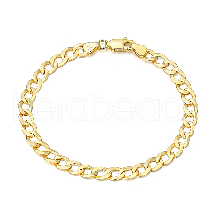925 Sterling Silver Curb Chain Bracelets BJEW-I314-007B-G-1
