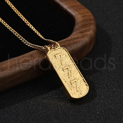 304 Stainless Steel Rectangle Number Pendant Necklaces NJEW-D300-01G-07-1
