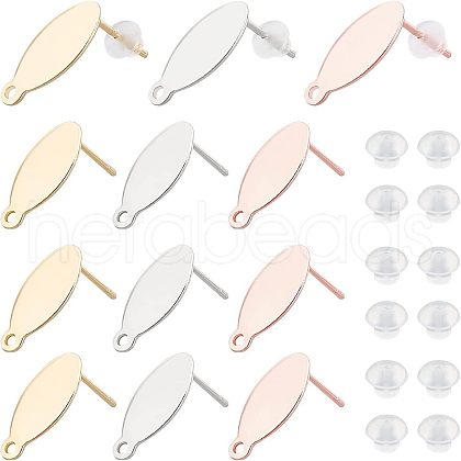 Unicraftale 30Pcs 3 Colors 304 Stainless Steel Stud Earring Findings STAS-UN0017-99-1