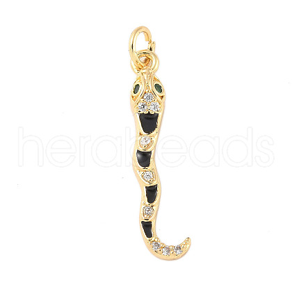 Brass Micro Pave Cubic Zirconia Enamel Pendants KK-D354-06G-B-1