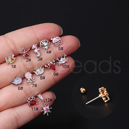 Brass Micro Pave Cubic Zirconia Cartilage Earring WG3714F-21-1