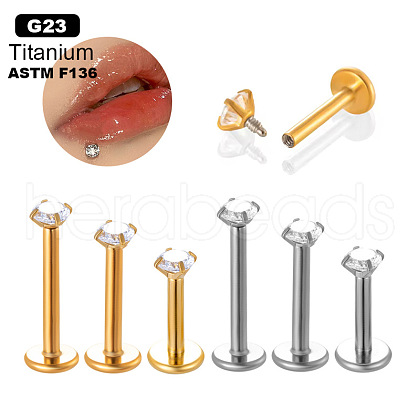 G23 Titanium Clear Cubic Zirconia Internally Threaded Labrets WGA0CA4-01-1