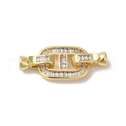 Rack Plating Brass Micro Pave Clear Cubic Zirconia Fold Over Clasps KK-A222-19G-1