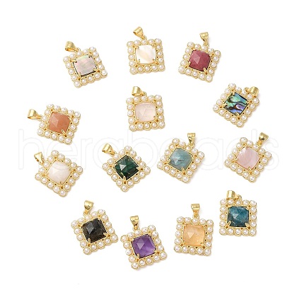 Ion Plating(IP) Natural Mixed Gemstone Pendant G-E599-04G-1